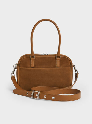 Sianna Recycled Suede Bowling Bag, Sienna Brown, hi-res