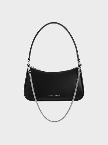 Elspeth Curved Shoulder Bag, Noir, hi-res