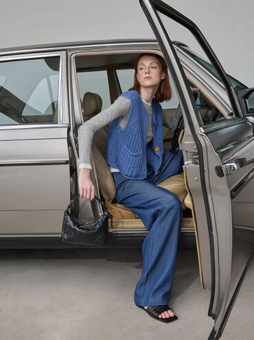 Ivette Woven Slide Sandals, Black, hi-res