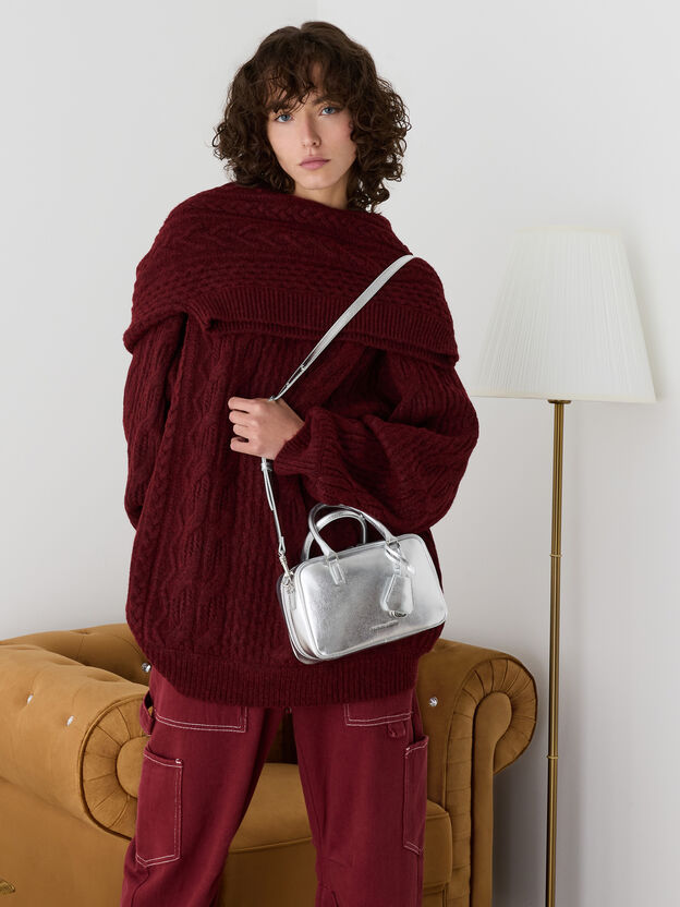 Mini Sianna Metallic Bowling Bag, Silver, hi-res