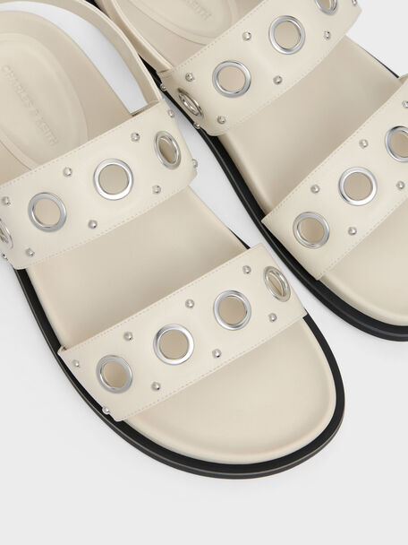 Grommet Slingback Sandals, Chalk, hi-res