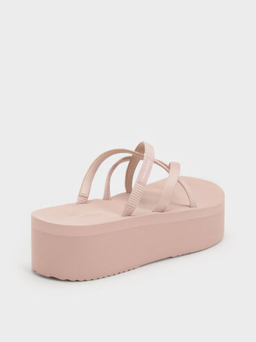 Levy Satin Strappy Flatform Sandals, Light Pink, hi-res