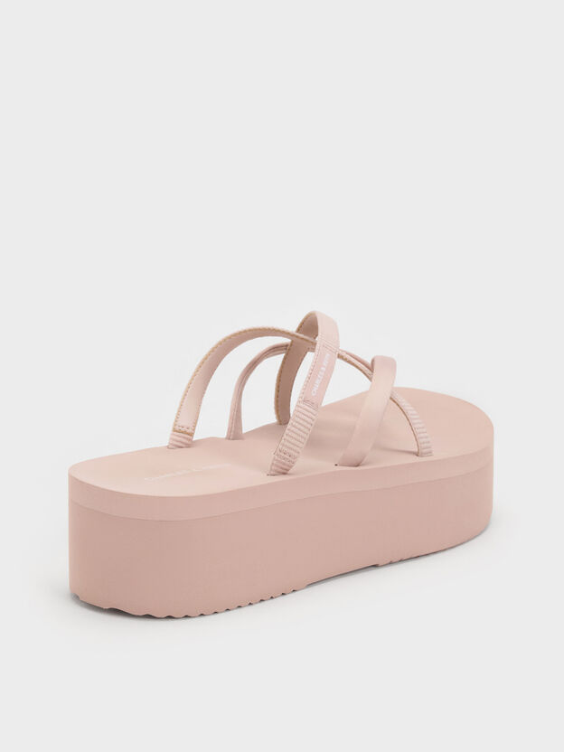Levy Satin Strappy Flatform Sandals, Light Pink, hi-res