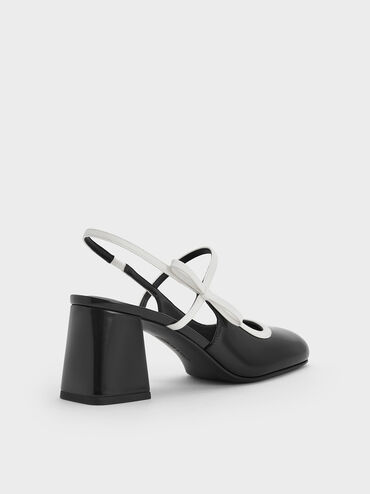 Two-Tone Bow Slingback Mary Jane Pumps, Black Box, hi-res