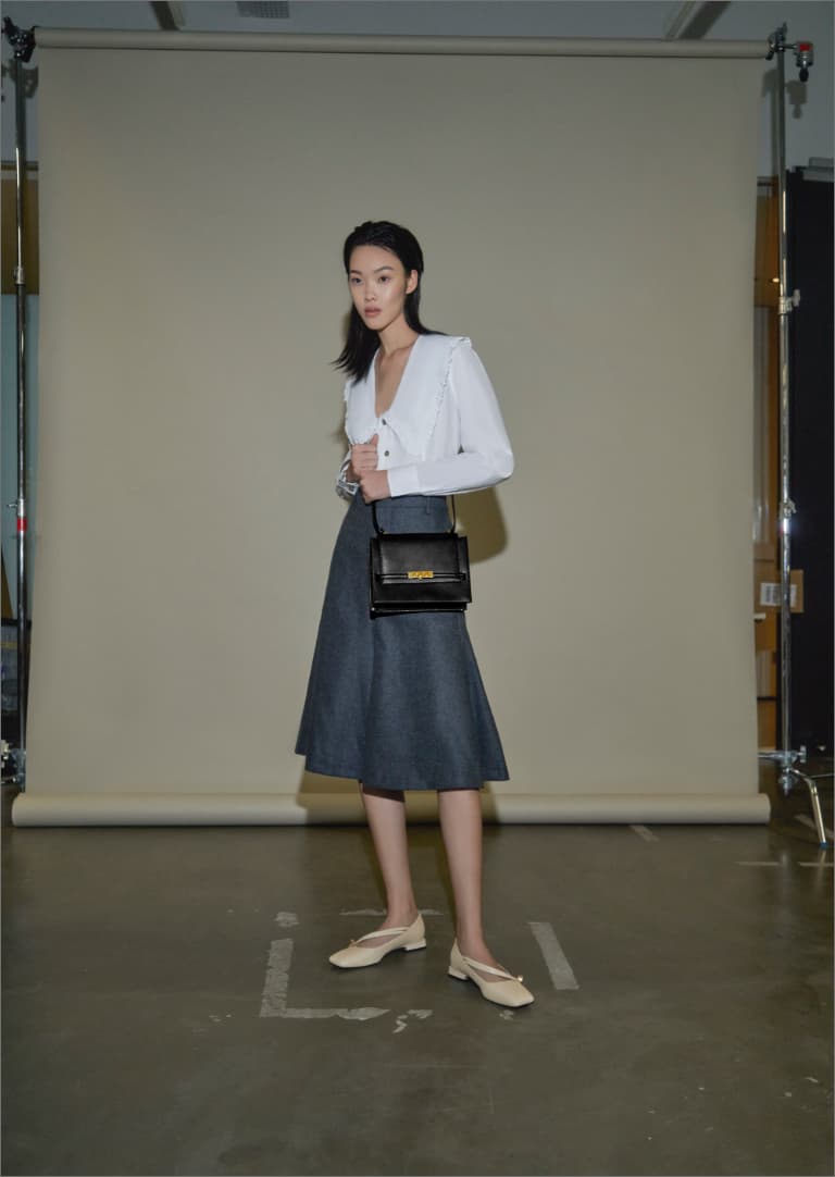 Women’s leather asymmetric strap ballerina flats and metallic push-lock crossbody bag – CHARLES & KEITH