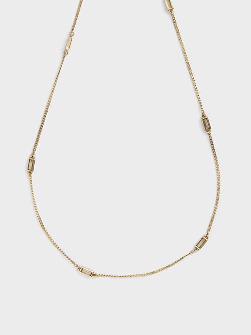 Crystal-Embellished Matinee Necklace, Sand