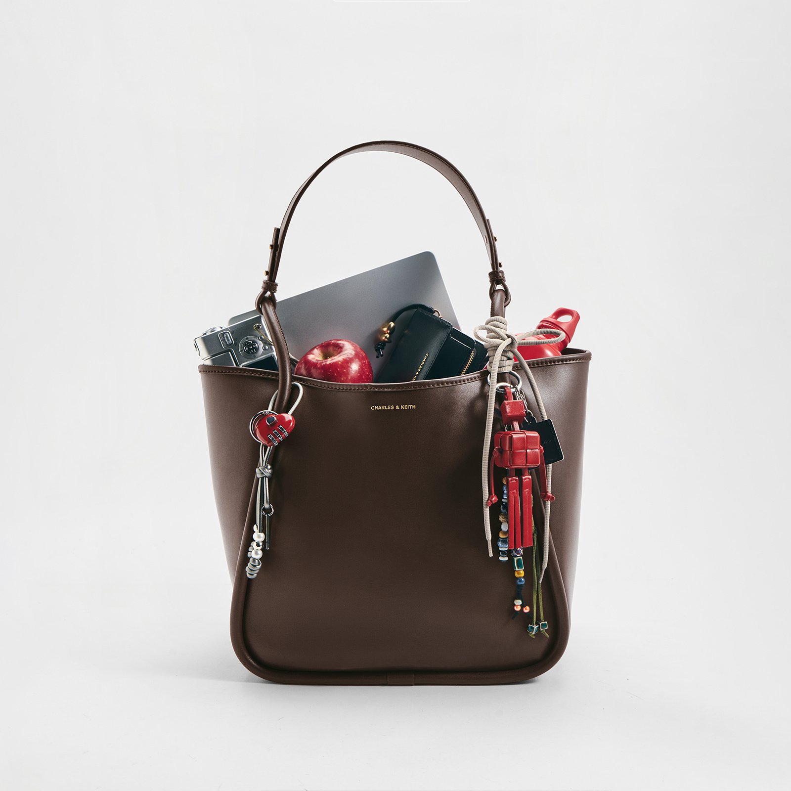 Espresso Brown Lyla Tubular Slouchy Tote Bag - CHARLES & KEITH