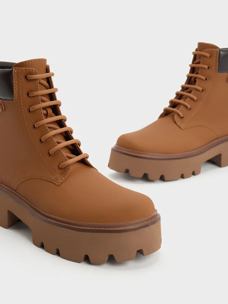Ripley Ridged Sole Hiking Boots - Caramel