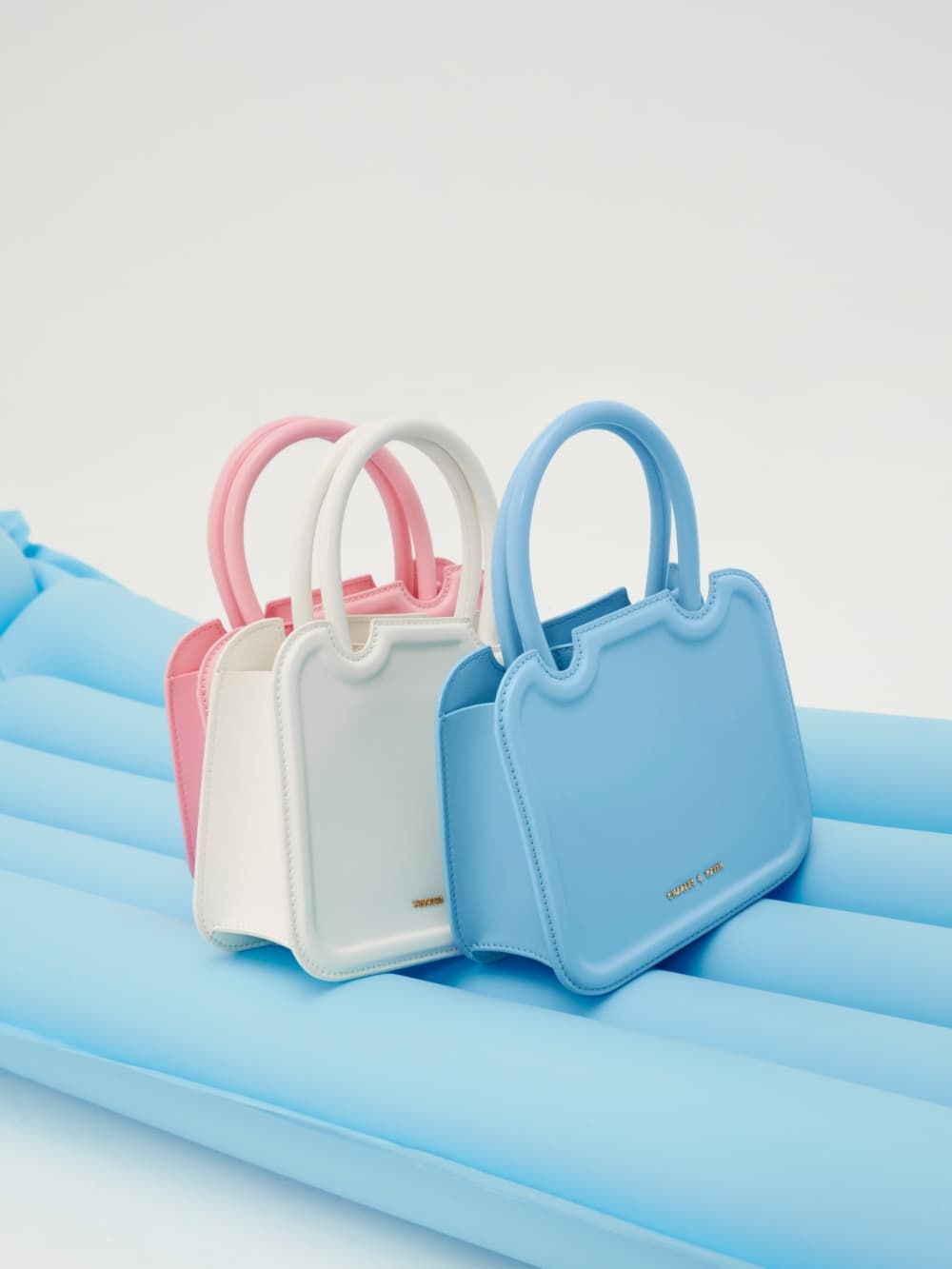 Women’s white, light blue and pink Perline sculptural tote bag - CHARLES & KEITH