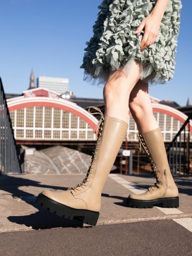 Women’s Commute knee-high boots in taupe - CHARLES & KEITH