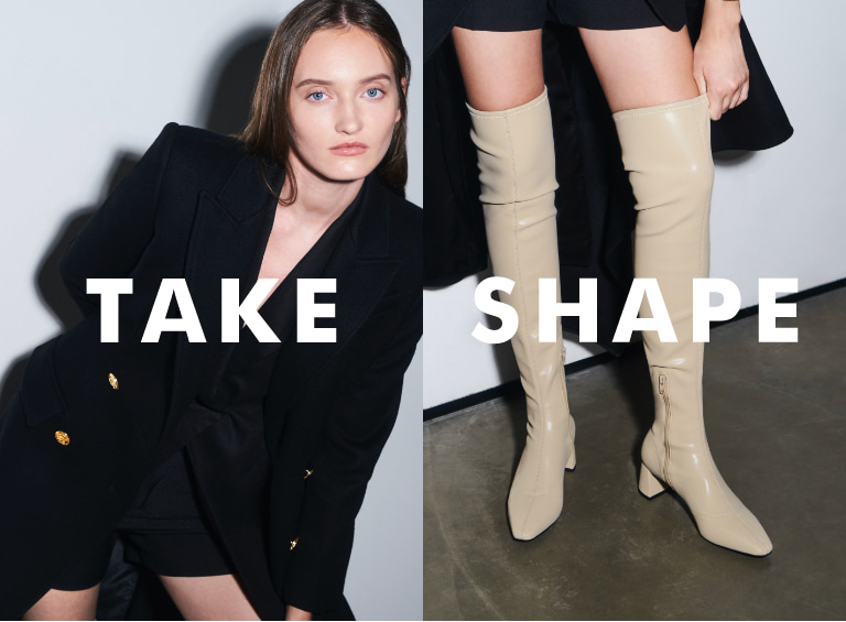 Women’s thigh high blade heel boots in beige - CHARLES & KEITH