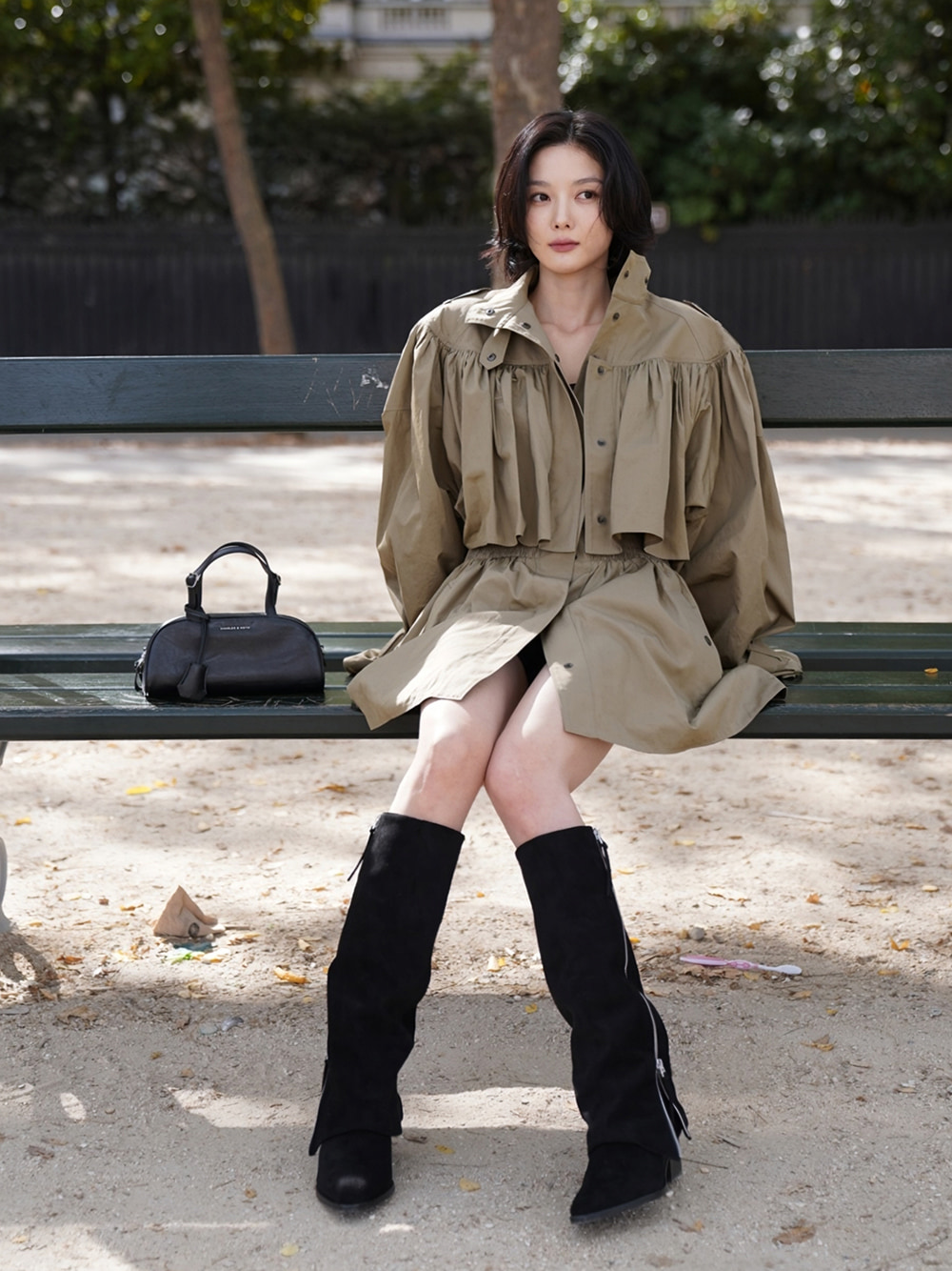 Kim You Jung steps out in the Aether tassel-zip knee-high boots in Paris - CHARLES & KEITH
