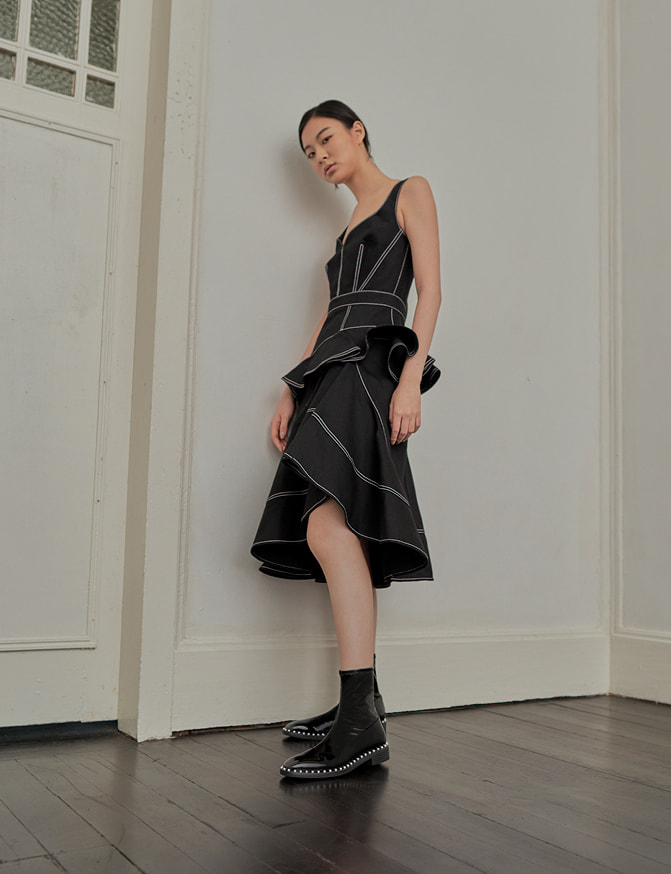Women’s patent stud trim ankle boots (side view) – CHARLES & KEITH
