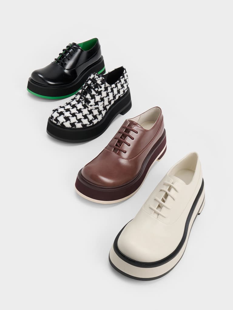 Women’s striped platform oxfords - CHARLES & KEITH