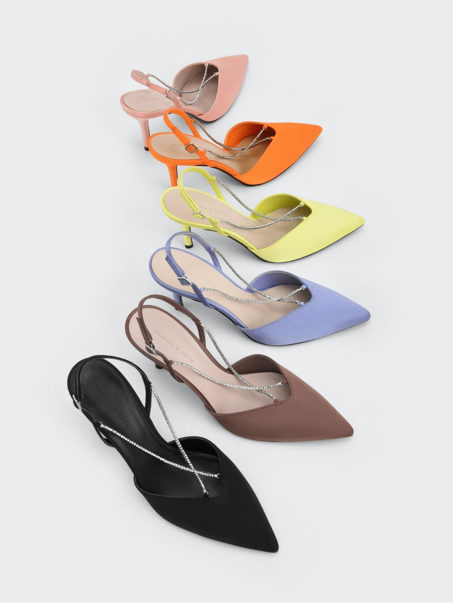 Women’s Adel recycled polyester gem-strap stiletto sandals in multiple colours - CHARLES & KEITH