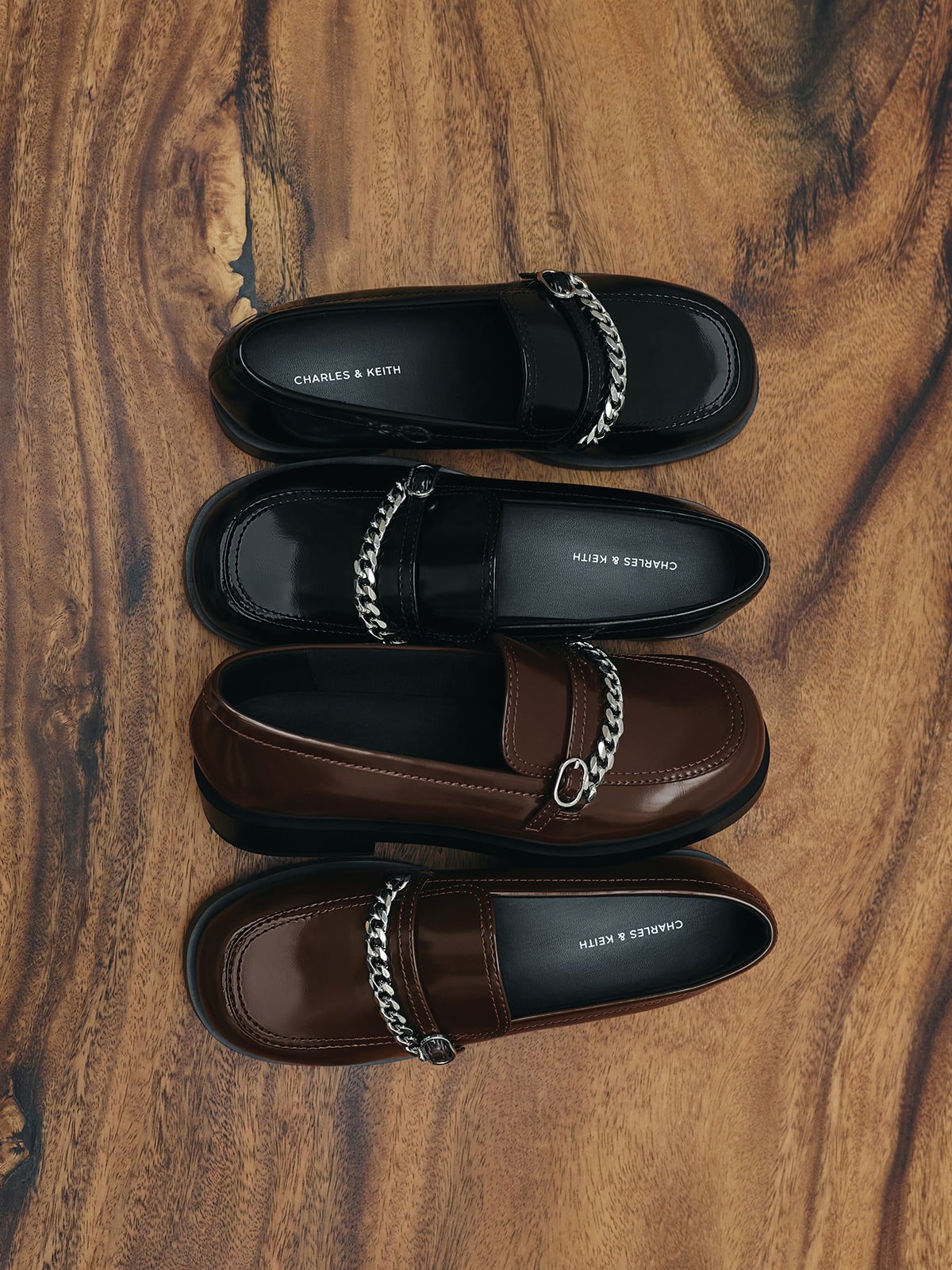Dark Brown Georgie Chain Loafers - CHARLES & KEITH