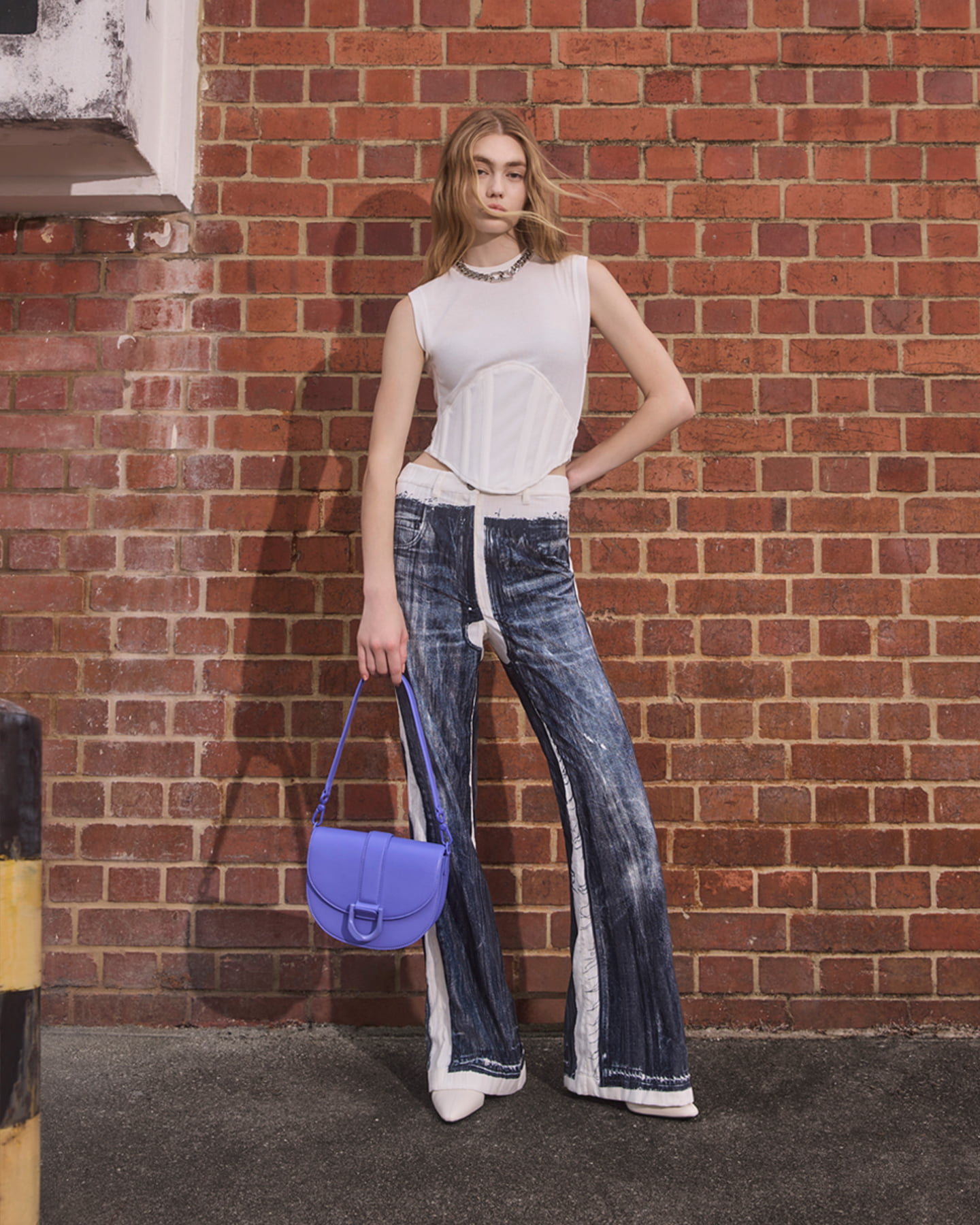 Women’s cylindrical heel ankle boots, Gabine saddle bag, and Gabine chain-link choker necklace - CHARLES & KEITH