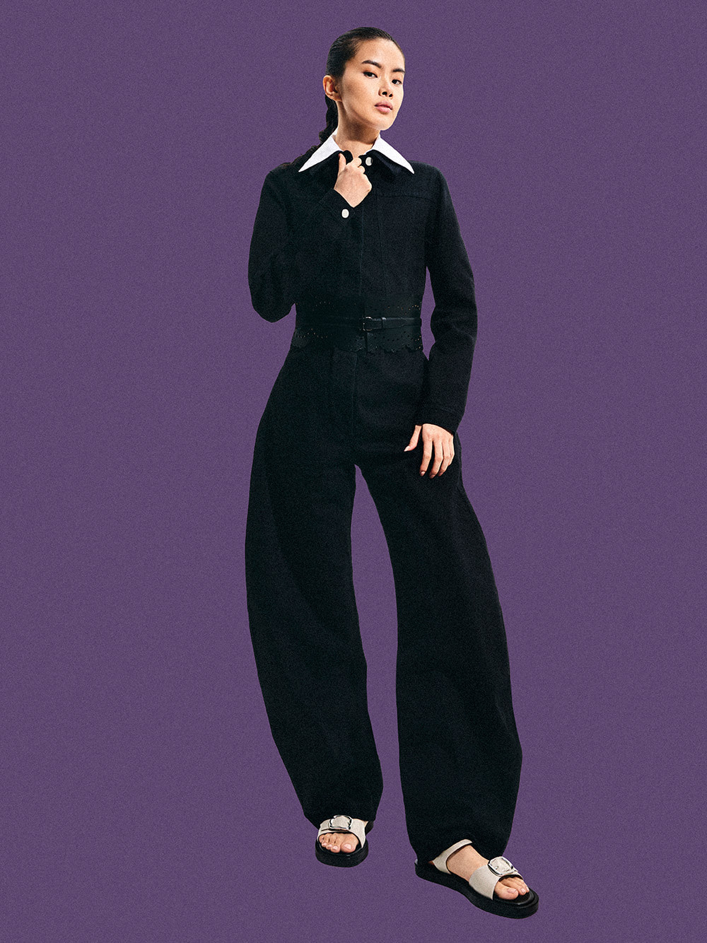 Women’s Buckled Slingback Sandals in light grey - CHARLES & KEITH