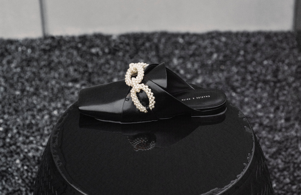 Women’s Perline beaded loafer mules (close up) - CHARLES & KEITH