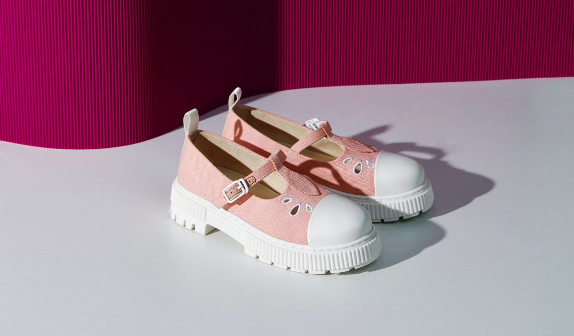 Girls’ Recycled Cotton Platform Mary Janes in pink – CHARLES & KEITH