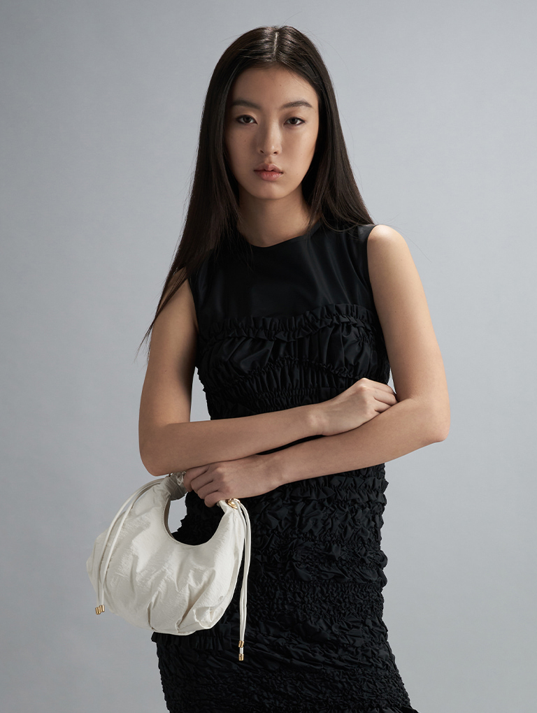 Women’s Maisy ruched nylon bag in white – CHARLES & KEITH