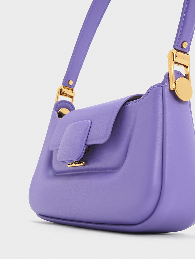 Women’s Koa push-lock top handle bag in lilac - CHARLES & KEITH