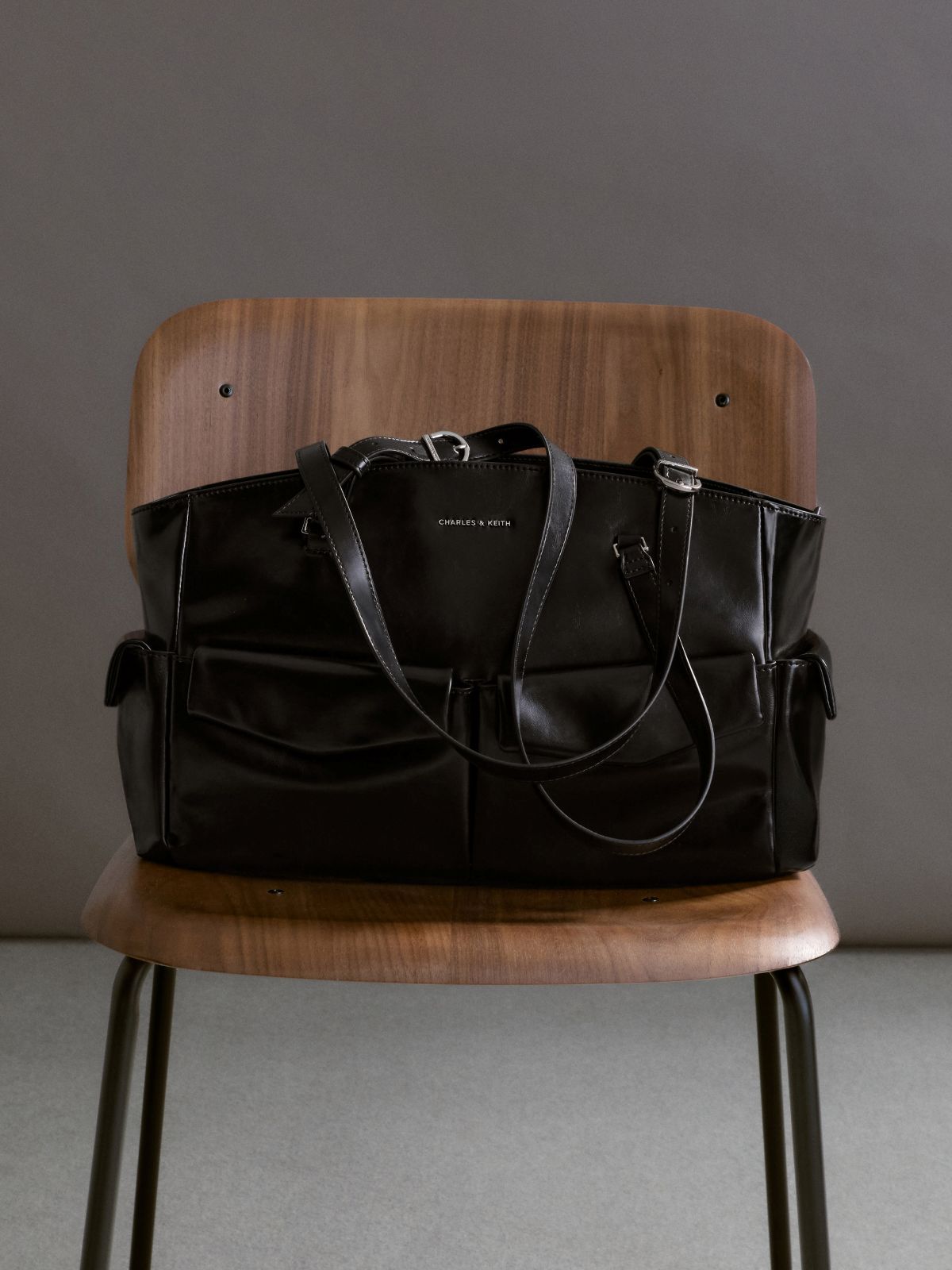 Noir Rachel Multi-Pocket Tote Bag - CHARLES & KEITH