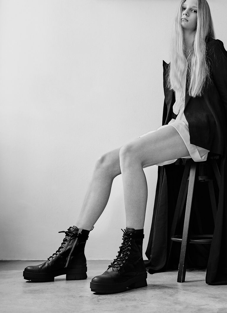 Women’s lace-up combat boots (close up) – CHARLES & KEITH