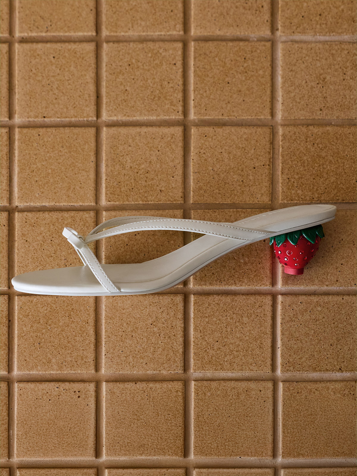 White Sonali Bow Strawberry-Heel Mules - CHARLES & KEITH