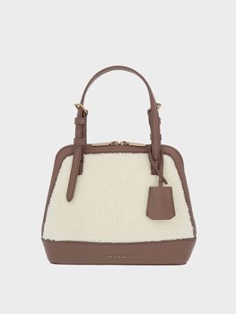 Textured Double Handle Two-Way Zip Structured Bag