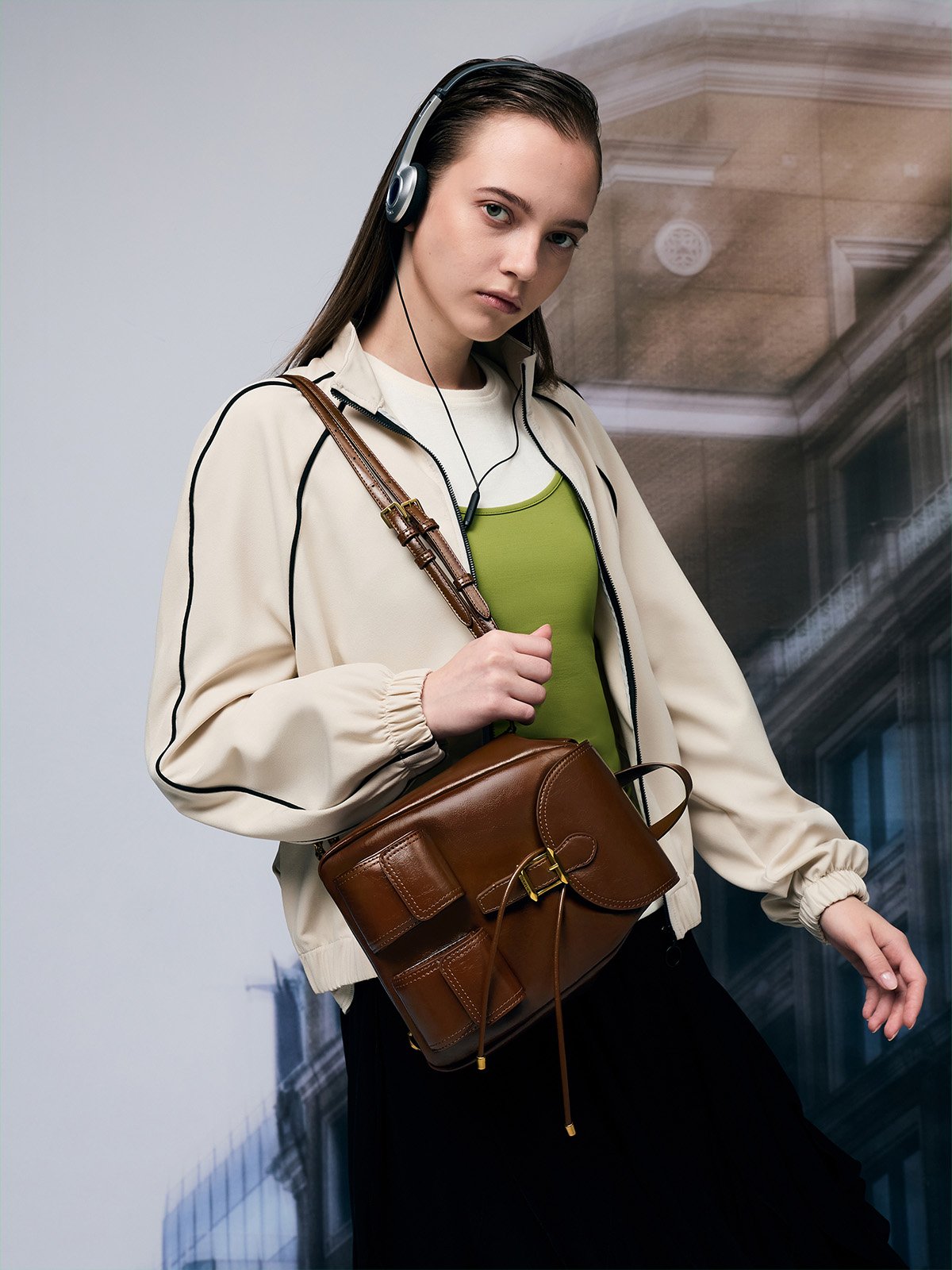 Dark Brown Bryna Backpack - CHARLES & KEITH