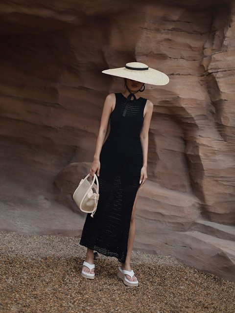 Women’s Ashby raffia tote bag and espadrille thong sandals, as seen on Knott - CHARLES & KEITH