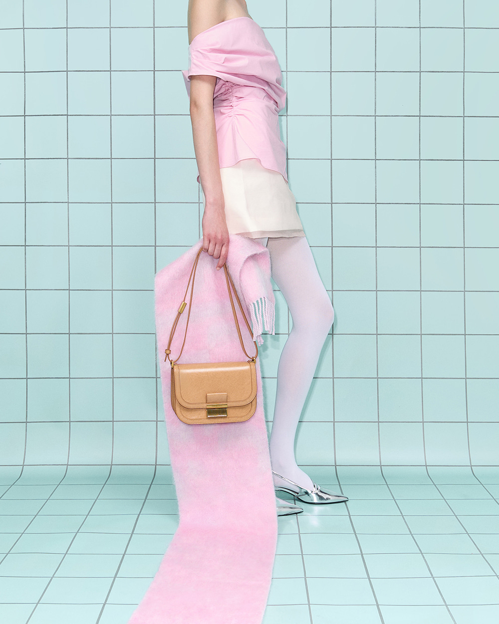 Women’s Charlot bag in toffee (on model) — CHARLES & KEITH