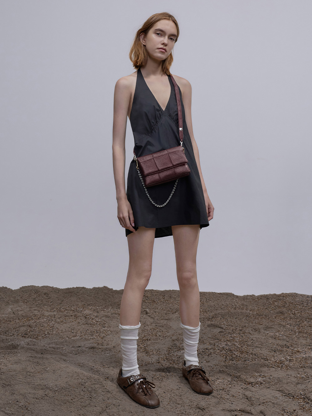 Delfina quilted wallet on chain in wineberry red - CHARLES & KEITH