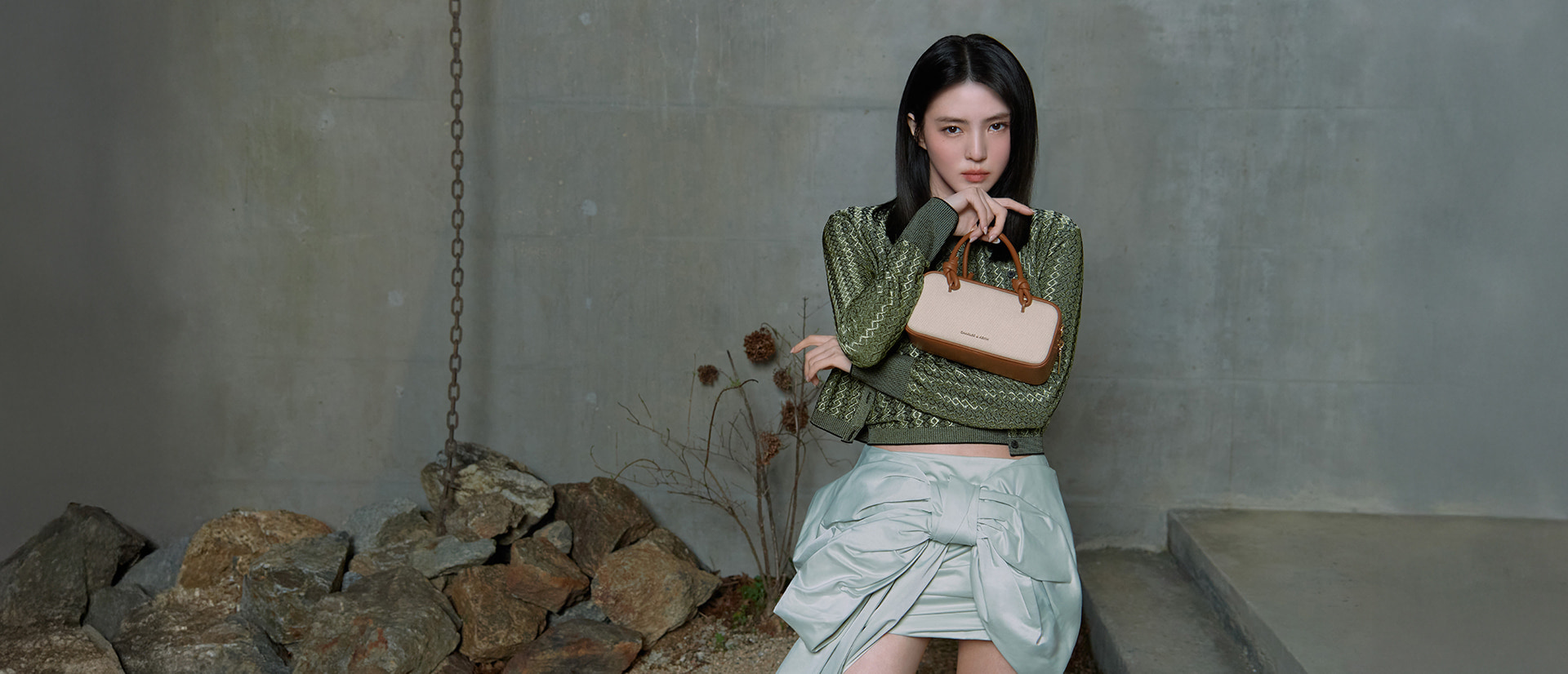 Women’s Sammie canvas knotted-handle elongated bag, as seen on Han So Hee - CHARLES & KEITH