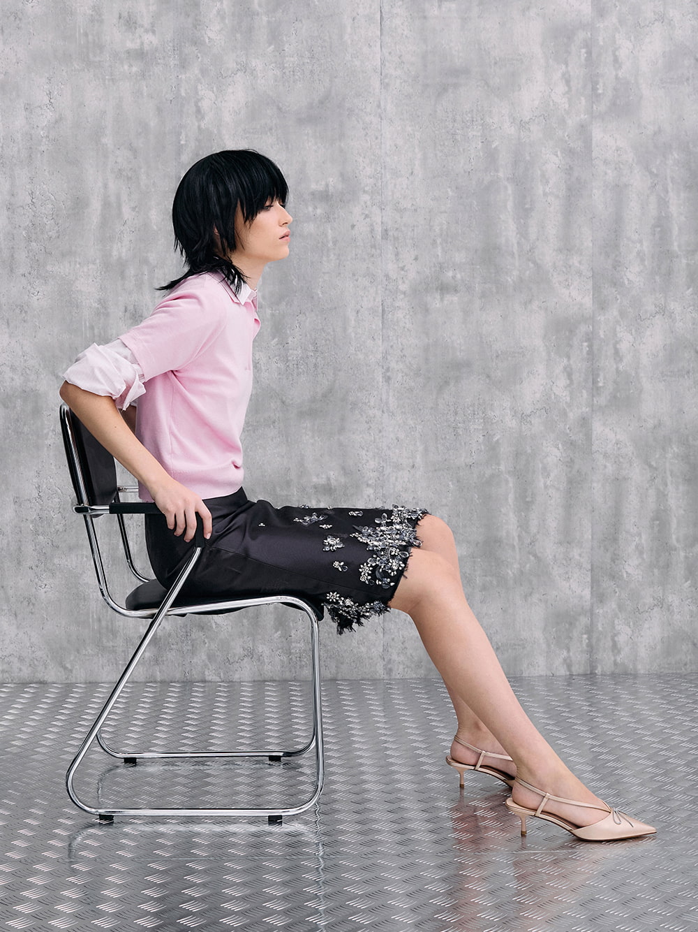 Women’s crystal-bow kitten-heel slingback pumps - CHARLES & KEITH