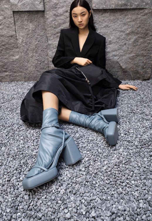 Lucile Platform Calf Boots - CHARLES & KEITH