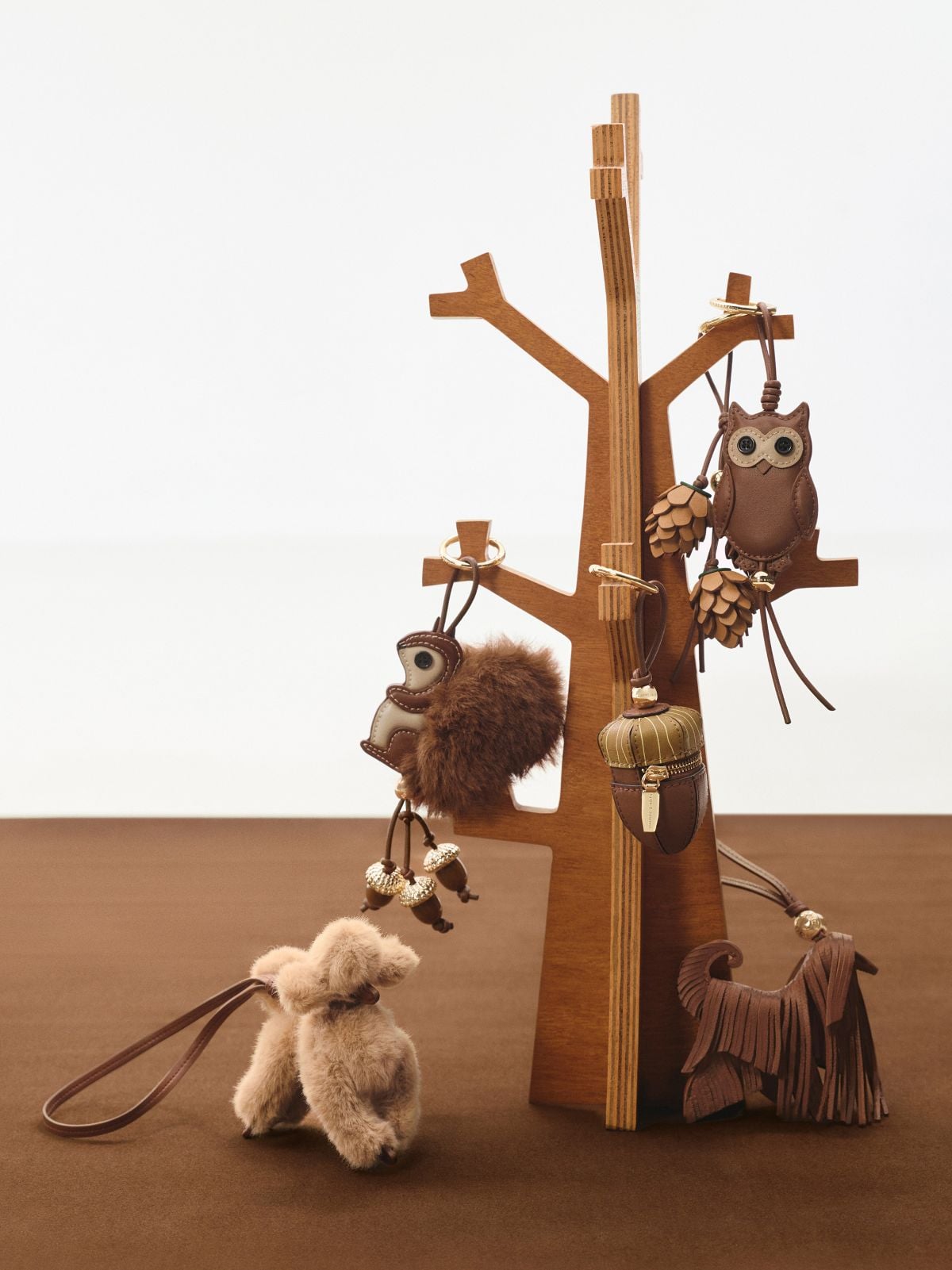 Furry Squirrel; Acorn Charm; Owl Charm; Acorn Charm; Pinecone Charm - CHARLES & KEITH