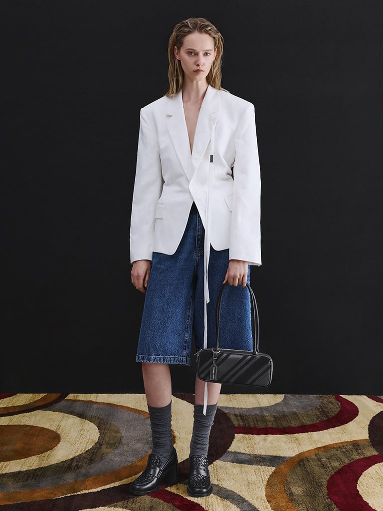 Women's Woven-Detail Penny Loafer Block-Heel Pumps in black — CHARLES & KEITH