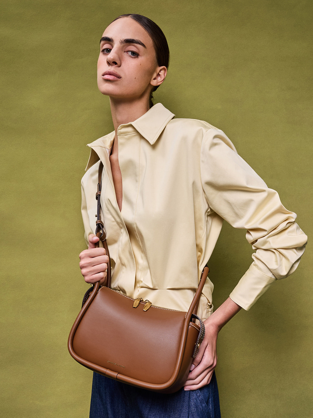 Lyla Shoulder Bag in chocolate - CHARLES & KEITH