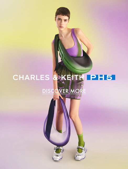 Toni Gradient Knotted Crescent Hobo Bag & Mesh Gradient Wave Mary Jane Sneakers - CHARLES & KEITH x PH5