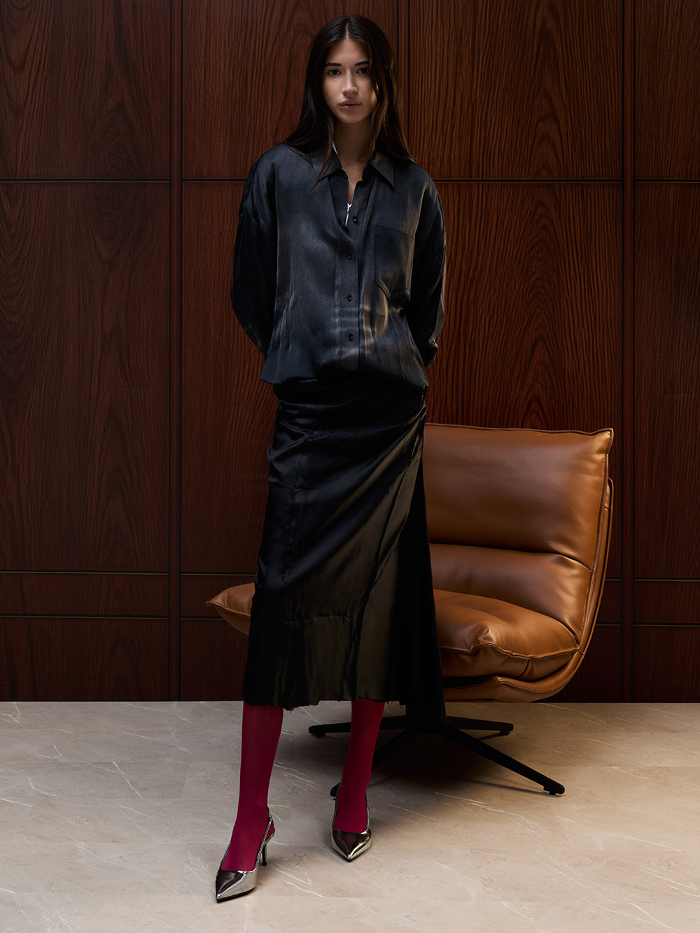 Women’s Kaia metallic pointed-toe slingback pumps - CHARLES & KEITH