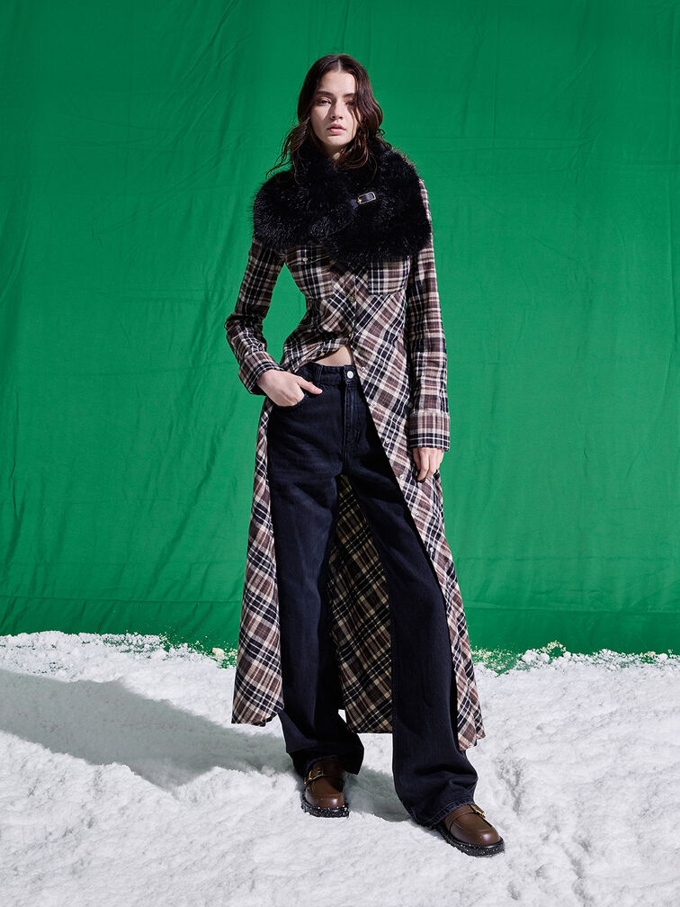 Women’s leather buckled-strap loafers in dark brown – CHARLES & KEITH