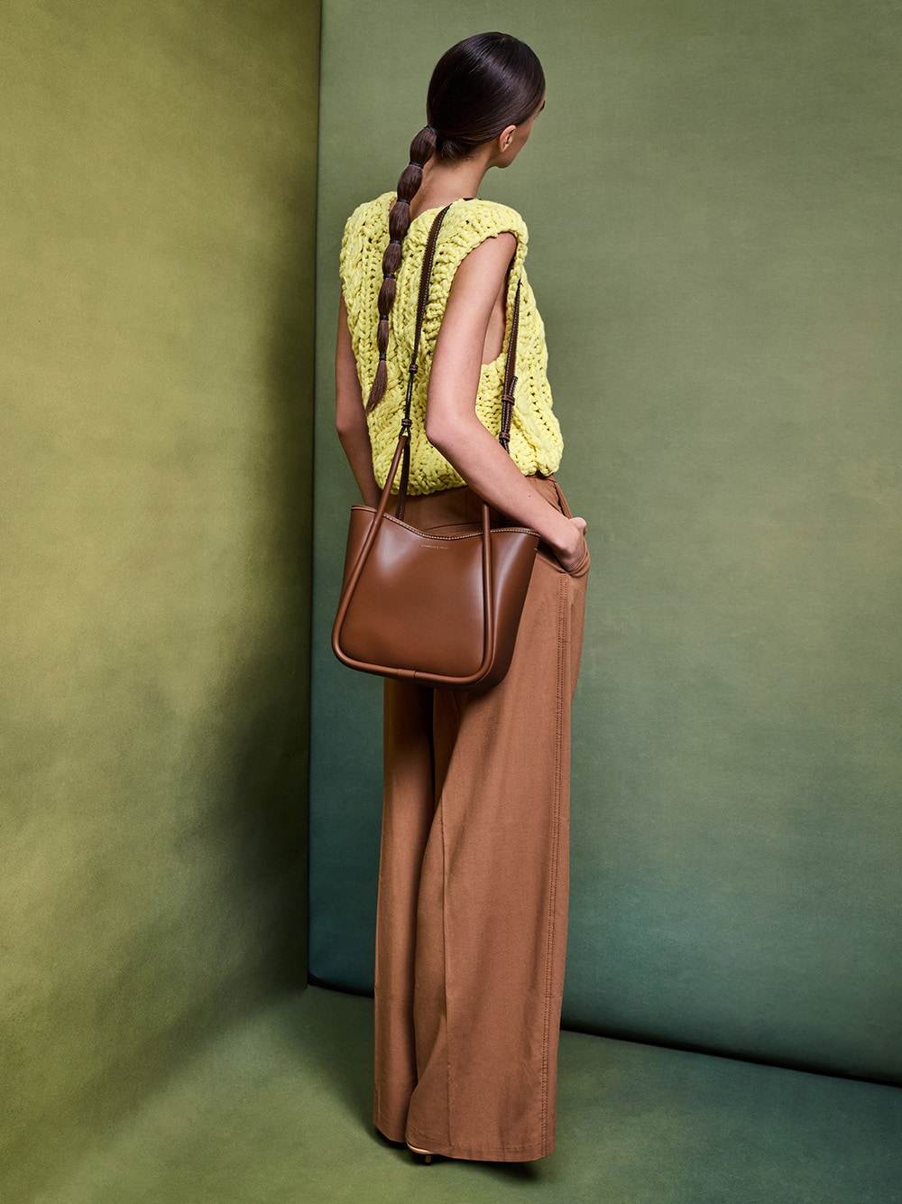 Mini Lyla Tubular Tote Bag in chocolate - CHARLES & KEITH