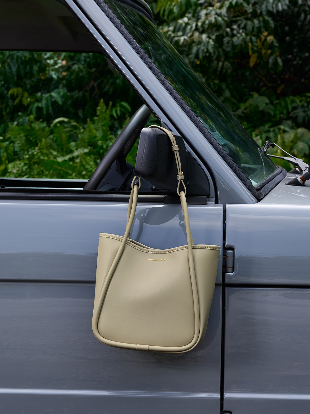 Women’s mini Lyla tubular tote bag in pale olive - CHARLES & KEITH