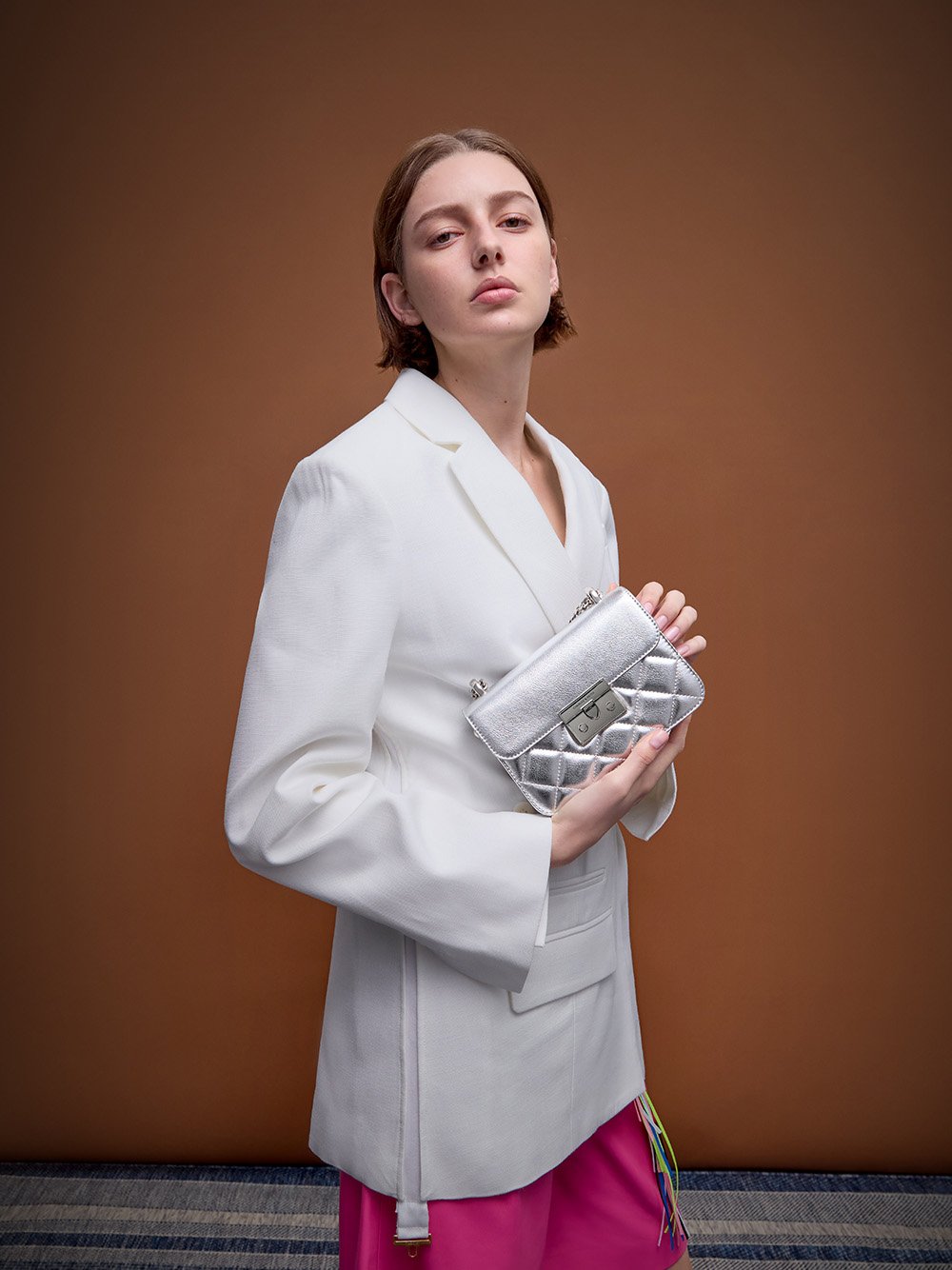 Women’s Alva quilted chain-handle bag in silver - CHARLES & KEITH