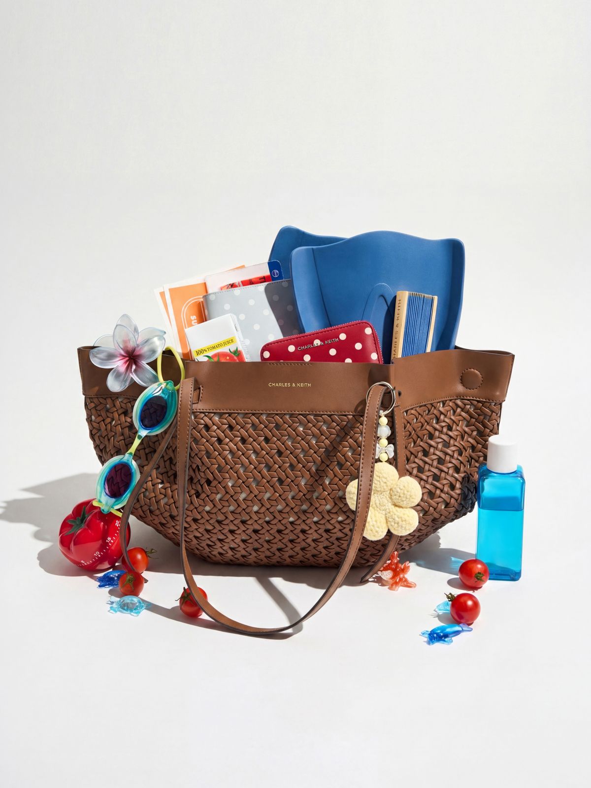 Chocolate Calla Woven Tote Bag - CHARLES & KEITH