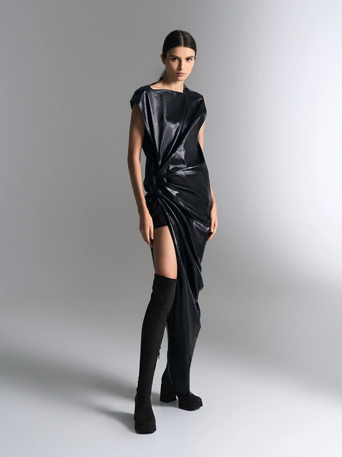 Evie Textured Platform  Over-the-knee Boots - Black Textured