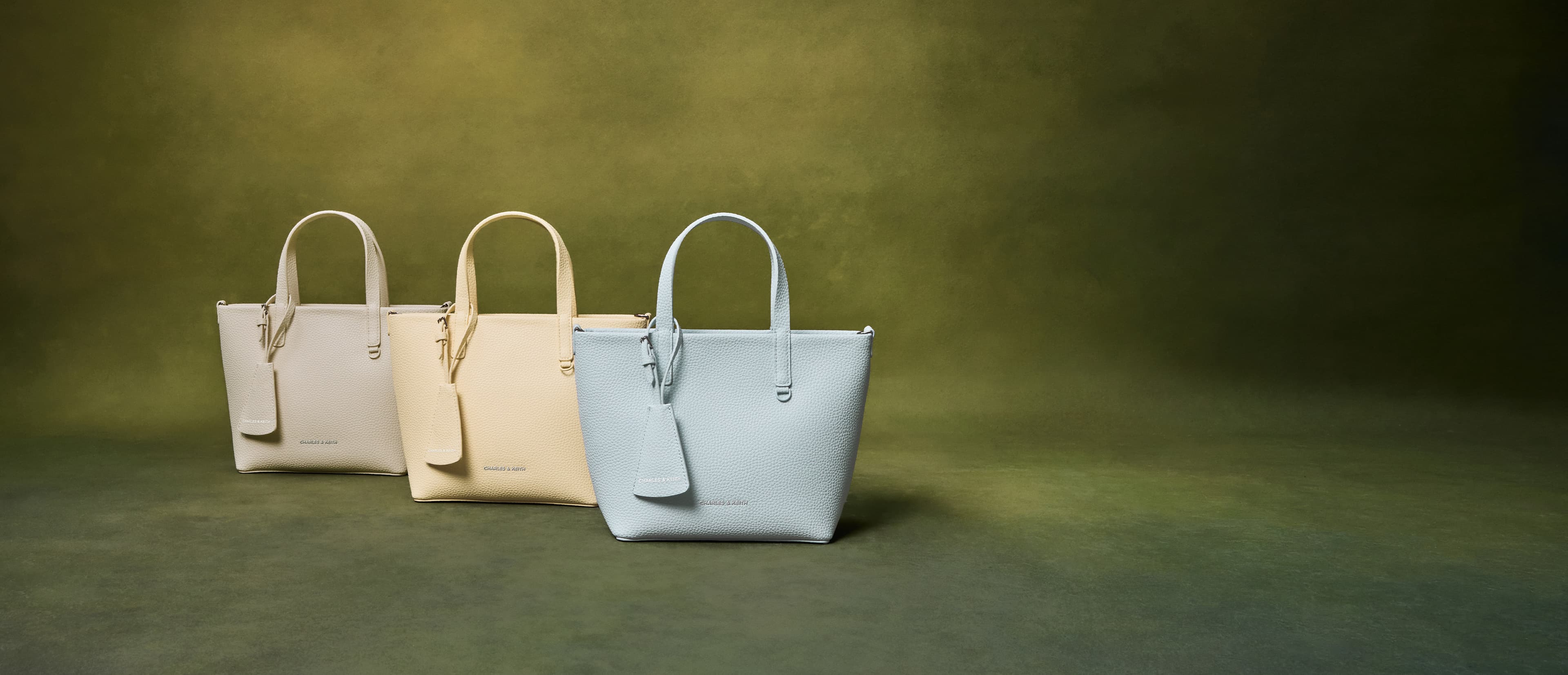 Women’s mini Beryl tote bag in cream, butter yellow and sea salt blue - CHARLES & KEITH