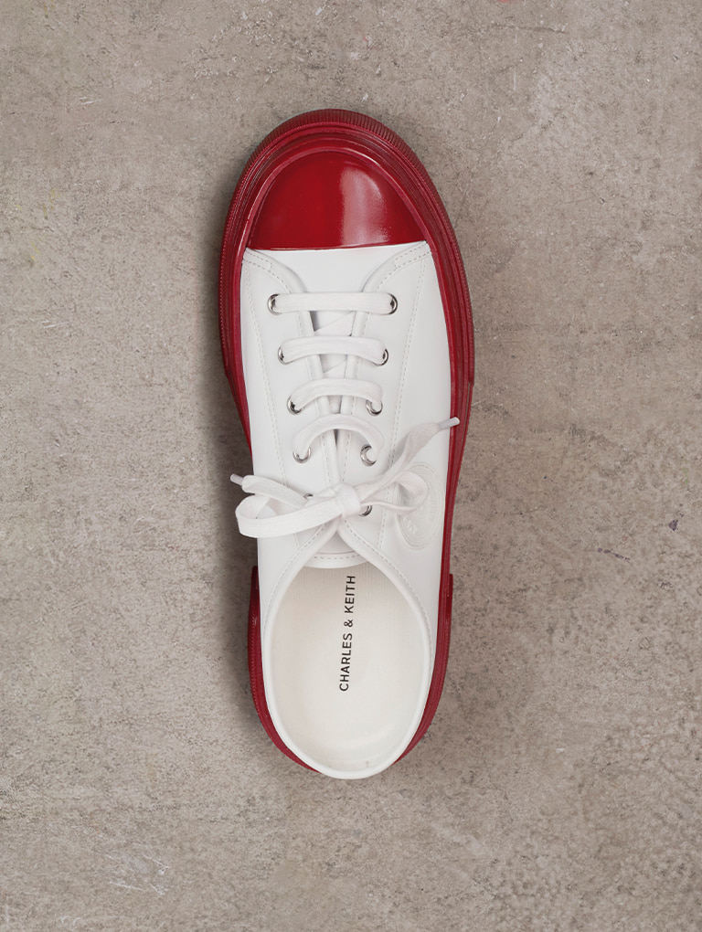 Women’s Kay Nylon Slip-On Two-Tone Sneakers in red - CHARLES & KEITH